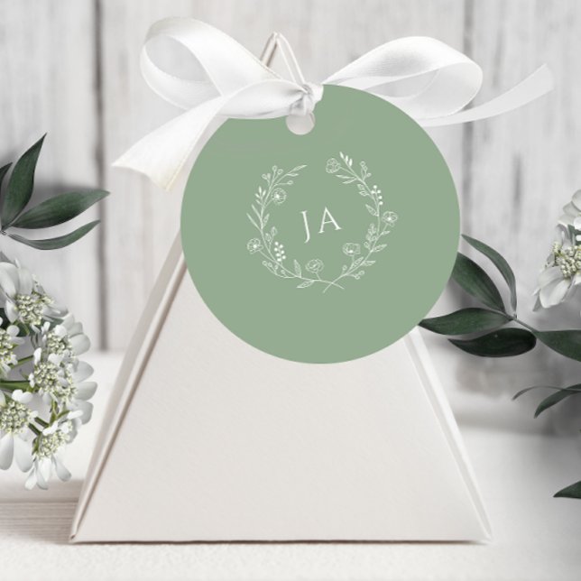 Sage Green Monogram Wedding Geschenkanhänger (Von Creator hochgeladen)