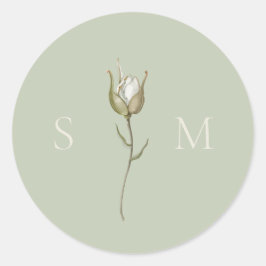 Sage Green Monogram Wedding Runder Aufkleber
