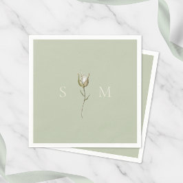 Sage Green Monogram Wedding Serviette