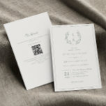 Sage Green Monogram Wreath QR Code Hochzeit Einladung<br><div class="desc">Elegante Kalligraphie & botanische Monogramm Kranken Salbei grün QR Code Hochzeitseinladung.</div>