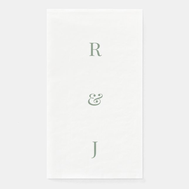 Sage Green Monogramm Anfangsbuchstaben Verlobung H Serviette (Vorderseite)