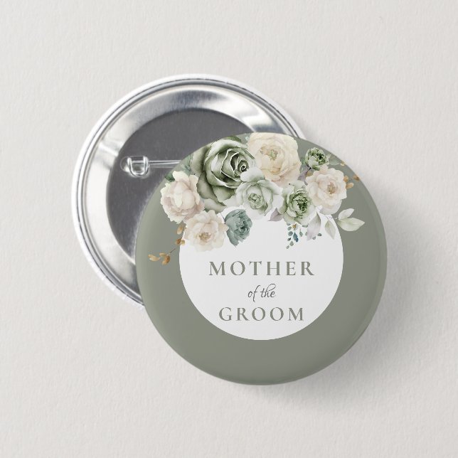 Sage Green Mother of the Groom Brautparty Button (Vorne & Hinten)