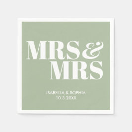 Sage Green Mrs & Mrs Personalisiert Wedding Napkin Serviette