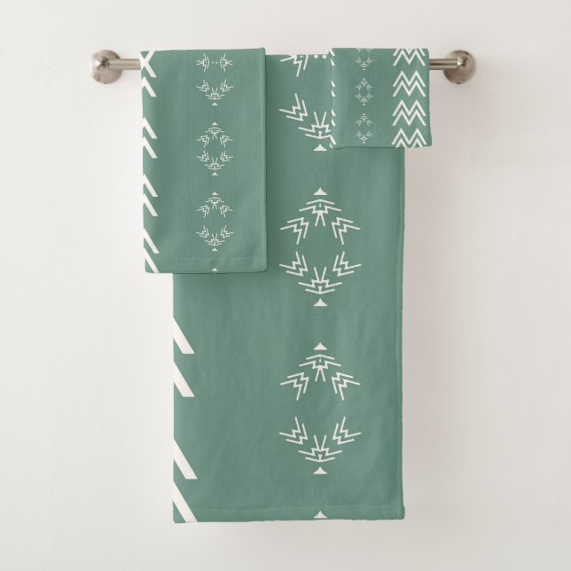 Sage Green Mud Cloth Badhandtuch Set (Insitu)