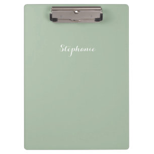 Sage Green Name Modern Elegante Monogram Boho Klemmbrett