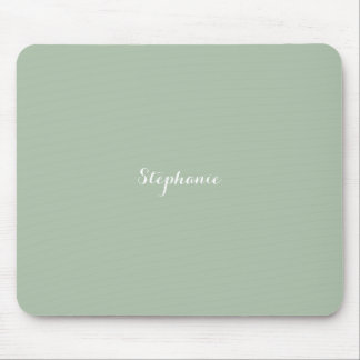 Sage Green Name Modern Elegante Monogram Boho Mousepad