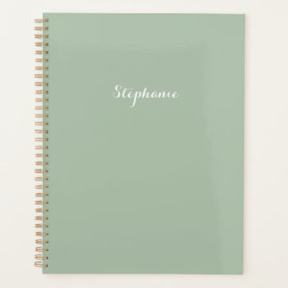 Sage Green Name Modern Elegante Monogram Boho Planer