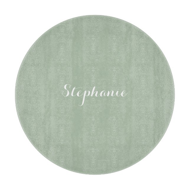 Sage Green Name Modern Elegante Monogram Boho Schneidebrett (Vorderseite)