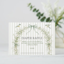 Sage Green Nesting Party Baby Shower Diaper Raffle Begleitkarte
