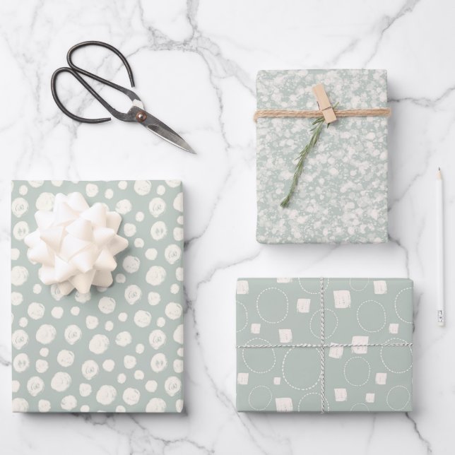 Sage Green Neutral Elegantes Abstraktes Muster Geschenkpapier Set (Vorderseite)