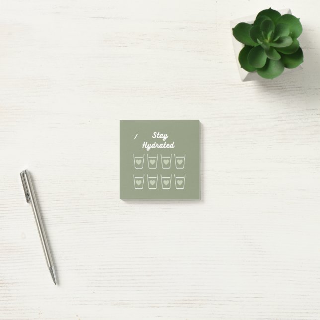 Sage green Niedlich Water Drink Tracker Post-it Klebezettel (Büro)