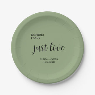 Sage Green Nothing Fancy Just Love Hochzeit Pappteller