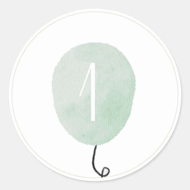 Sage Green Number One Ballon Sticker (Vorderseite)