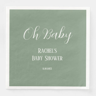 Sage Green Oh Baby Script Niedlich Moderne Babydus Serviette