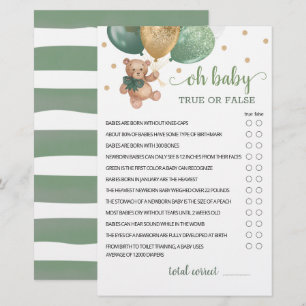 Sage Green Oh Baby True oder False Game Teddy Bär