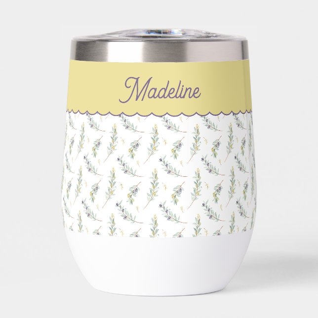 Sage Green Olive Branch Monogram Name (Vorderseite)