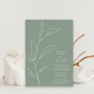 Sage Green Olive Leaf Branch Engagement Party Einladung