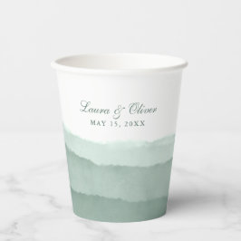 Sage Green Ombre Watercolor Wedding | Dusche Pappbecher
