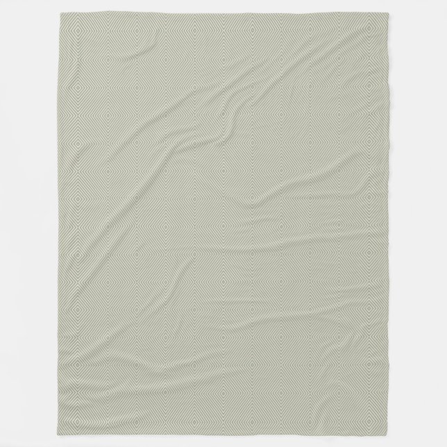 Sage Green Op Art Diamond Geometric Stripmuster Fleecedecke (Vorderseite)