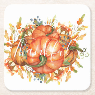 Sage Green & Orange Pumpkin Bounty Erntedank Rechteckiger Pappuntersetzer