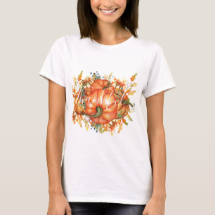 Sage Green & Orange Pumpkin Bounty Erntedank T-Shirt