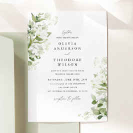 Sage Green Organic Greenery Watercolor Wedding Einladung