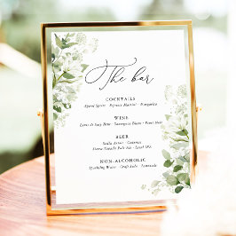 Sage Green Organic Greenery Wedding Bar Menu Sockelschild