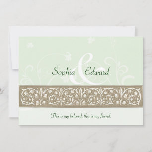 Sage Green Ornamental Frieze Wedding Einladung
