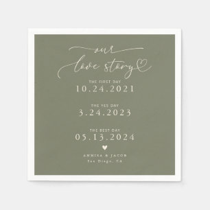 Sage Green Our Liebe Story Elegantes Skript Hochze Serviette
