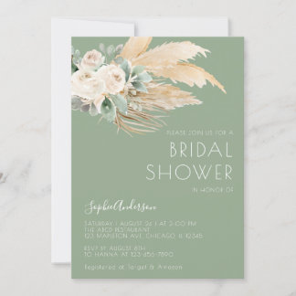 Sage Green Pampas Grass Boho Brautparty Einladung