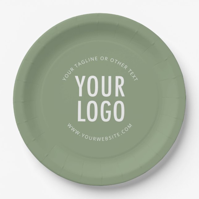 Sage Green Papier Teller Unternehmenslogo Markenwa (Vorderseite)