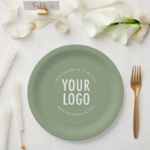 Sage Green Papierplatten Firmenlogo Markenware im