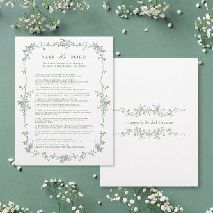 Sage Green 'Pass the Poem' Brautparty Game