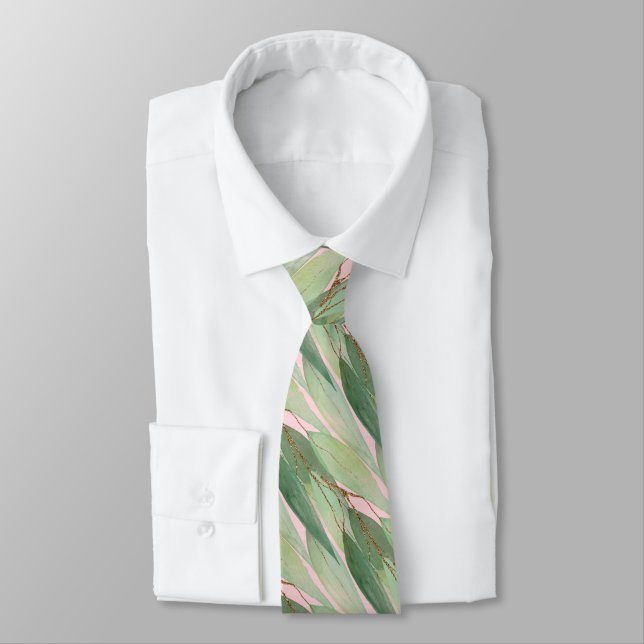 SAGE GREEN PASTEL PINK BOTANICAL EUCALYPTUS KRAWAT KRAWATTE (Gebunden)
