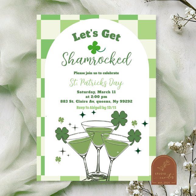 Sage Green Peppy St Patrick's Day Invitation (Créateur téléchargé)