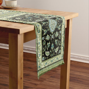 Sage Green Persian Carpet Kurzer Tischläufer