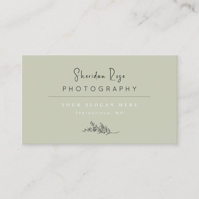 Sage Green Personalisiert Botanic Business Card Visitenkarte (Vorderseite)