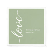 Sage green Personalisiert names Liebe script Napki