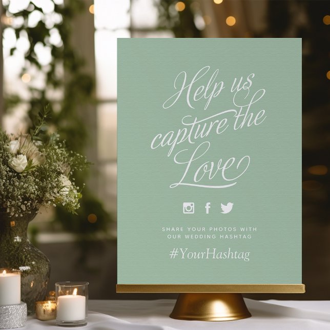 Sage Green Personalisiert Wedding Hashtag Sign Poster (Von Creator hochgeladen)