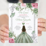 Sage Green Pink Mis Quince 15 Anos Crown Einladung<br><div class="desc">Quinceañera Sage Green Pink Silver Crown Einladung Mis Quince 15 Anos,  16. Geburtstag, </div>