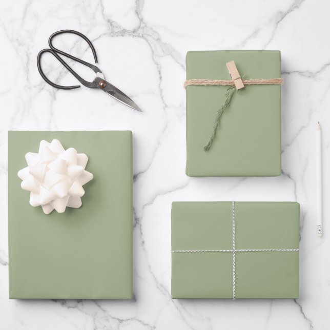 Sage Green Plain Solid Color  Geschenkpapier Set (Vorderseite)
