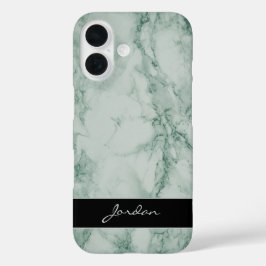 Sage Green polished Marble Stone mit Namen iPhone 16 Hülle