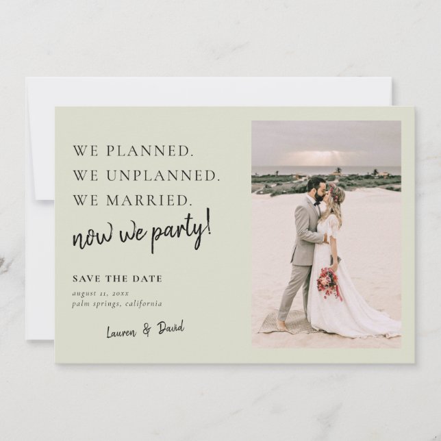Sage Green Post Wedding Update Save the Date (Vorderseite)
