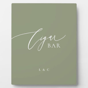 Sage Green Premium Wedding Cigar Bar Sign Fotoplatte