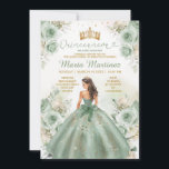 Sage Green Princess Dress Floral Gold Quinceañera Einladung<br><div class="desc">EDITABLE Sage Green Princess Dress Floral Gold Quinceañera Einladung Elegant Sage Green White Blume Gold Glitzer Prinzessin Dress Mis Quince Einladung Quinceañera 15 Anos,  16. Geburtstag</div>