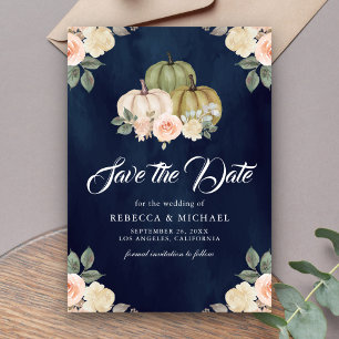 Sage Green Pumpkin Peach Floral Navy Hochzeit Save The Date