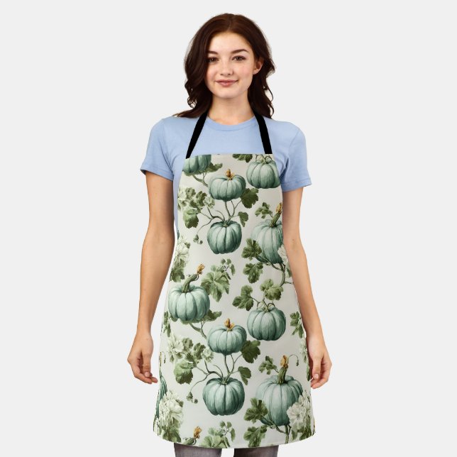 Sage Green Pumpkins & Autumn Florals Schürze (Getragen)