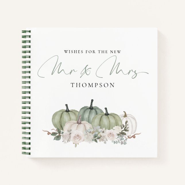 Sage Green Pumpkins wünscht Mr. Guest Book Notizbuch (Vorderseite)