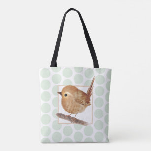 Sage Green Punkt Puffy Wren Bird  Tasche