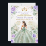Sage Green & Purple Blumen Princess Quinceañera Einladung<br><div class="desc">EDITABLE Sage Green & Purple Blumen Prinzessin Quinceañera Einladung Elegant Lilac Lila Sage Princess Kostüme Floral Gold Mis Quince Einladung Quinceañera 15 Anos,  16. Geburtstag Gold Glitzer</div>
